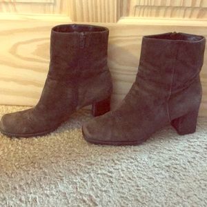 Brown suede ankle boots